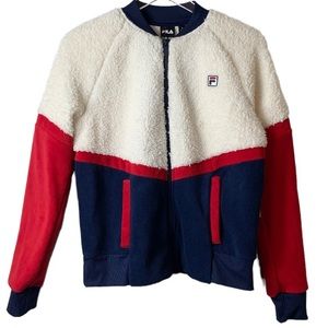 Fila Faux Fur Zip Up Long Sleeve Sweater Jacket NWT